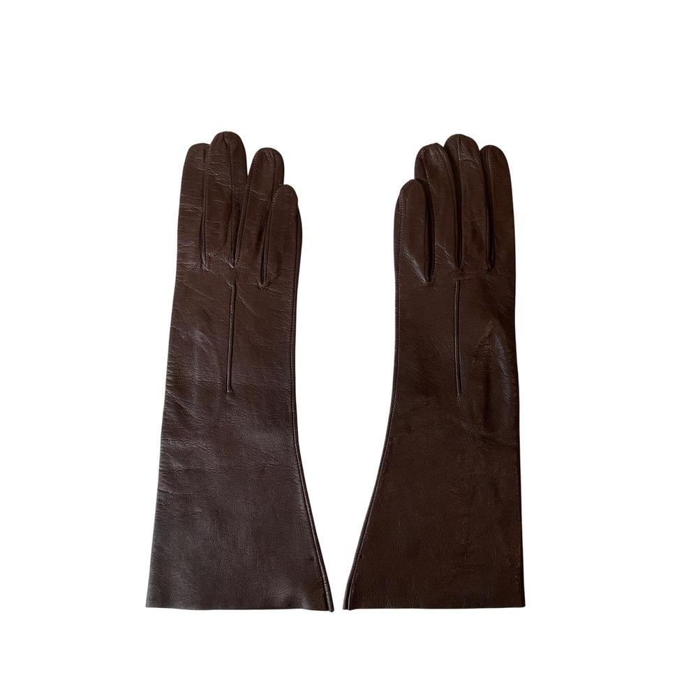Vintage Leather Gloves Brown Short Table Cut Driving Chic Luxury Feminine 29
